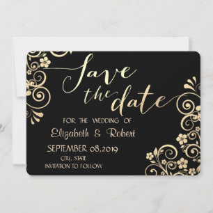 Elegant Chic Gold Flowers Save The Date