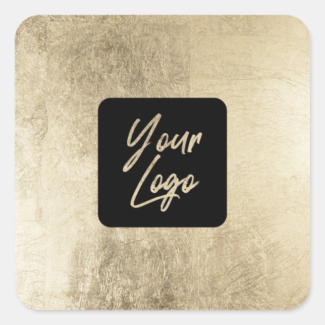 Elegant chic gold foil modern square add your logo square sticker (Front)