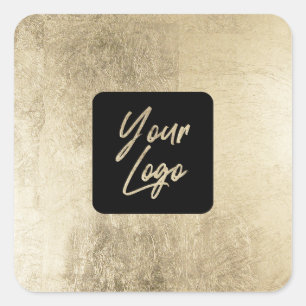 Elegant chic gold foil modern square add your logo square sticker
