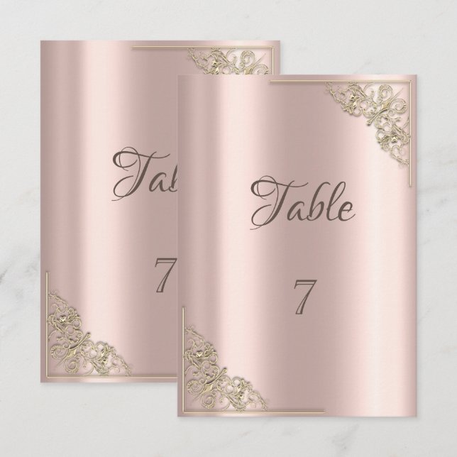 Elegant Chic Gold Frame Rose Gold Invitation (Front/Back)