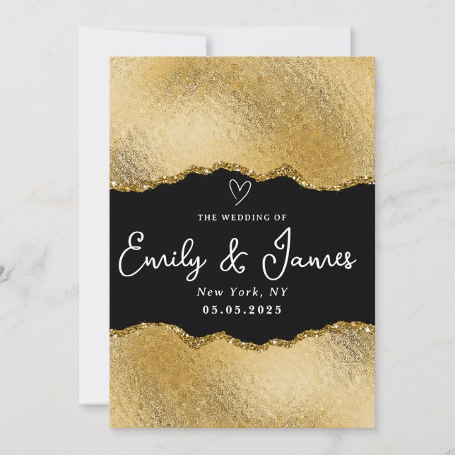 elegant chic gold glitter Wedding Invitation (Front)