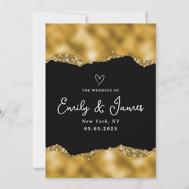 elegant chic gold glitter Wedding Invitation (Front)