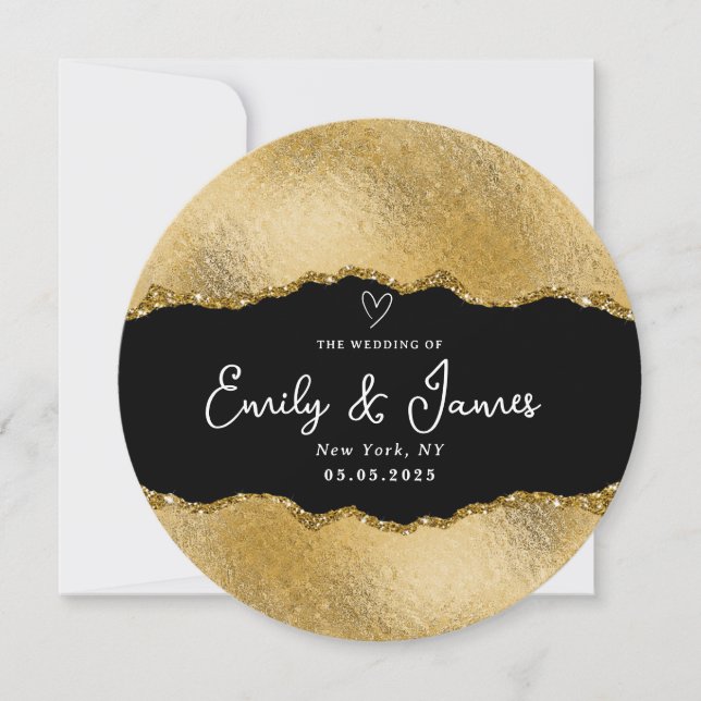 elegant chic gold glitter Wedding Invitation (Front)