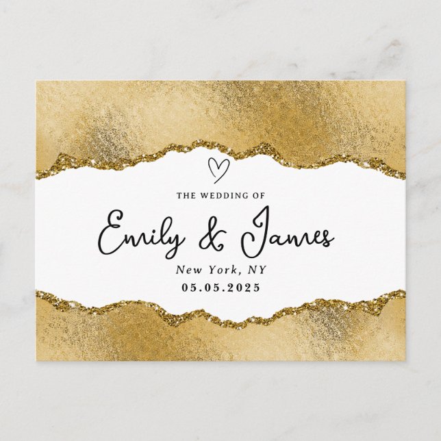 elegant chic gold glitter Wedding  Postcard (Front)