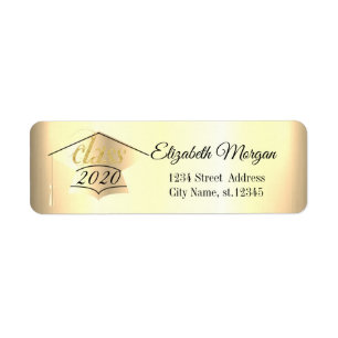 Elegant Chic Gold Graduation Cap Return Address Label