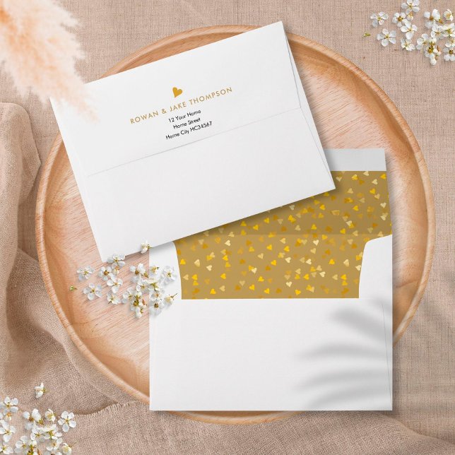 Elegant Chic Gold Heart Return Address Envelope (Creator Uploaded)