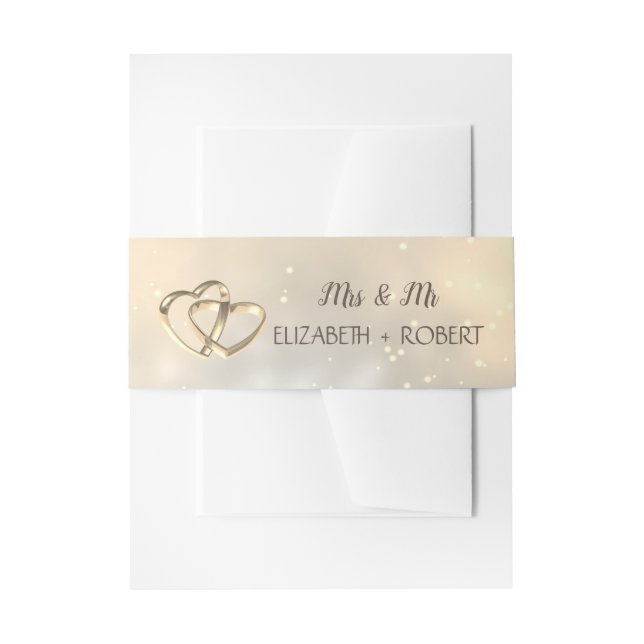 Elegant Chic Gold Hearts Invitation Belly Band (Front Example)