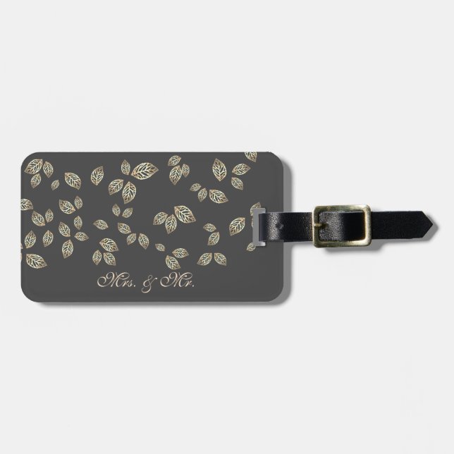 Elegant Chic  Gold Leaves Luggage Tag (Front Horizontal)