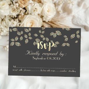 Elegant Chic Gold Leaves RSVP Card