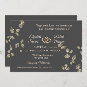 Elegant Chic Gold Leaves Wedding Invitation