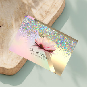 Elegant Chic Gold Lotus Confetti Business Card