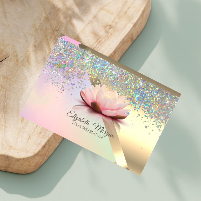 Elegant Chic Gold Lotus Confetti Business Card (Creator Uploaded)
