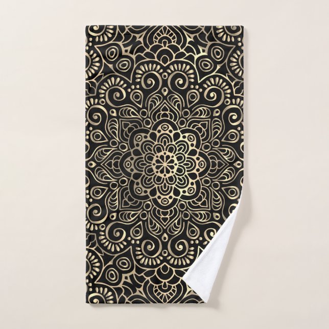 Elegant Chic Gold Mandala Bath Towel Set (Hand Towel)