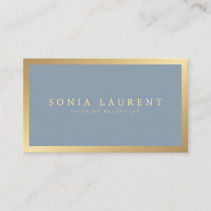 Elegant chic gold metallic dusty blue minimalist business card