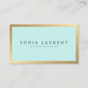 Elegant chic gold metallic mint green minimalist business card