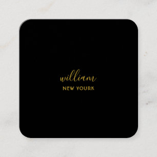 Elegant chic gold modern square minimalist black  business card