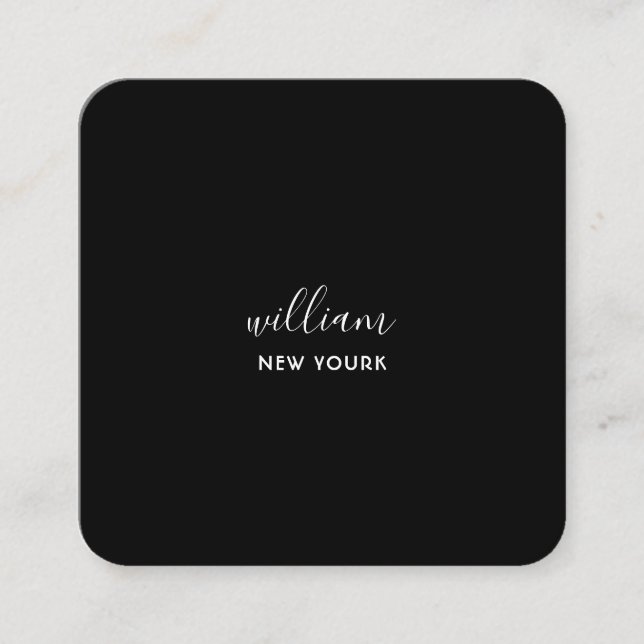 Elegant chic gold modern square minimalist black   square business card (Front)