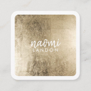 Elegant chic gold modern square minimalist white business card
