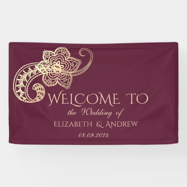 Elegant Chic Gold Paisley Banner (Horizontal)