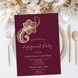 Elegant Chic Gold Paisley  Invitation
