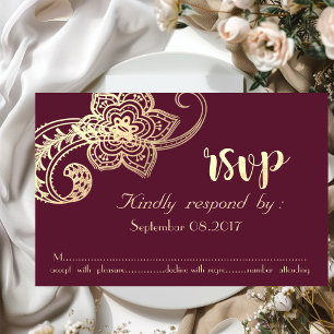 Elegant Chic Gold Paisley  RSVP Invitation