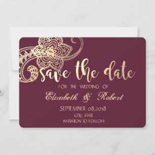 Elegant Chic Gold Paisley  Save The Date