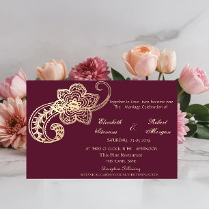 Elegant Chic Gold Paisley   Wedding Invitation