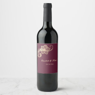 Elegant Chic Gold Paisley Wine Label