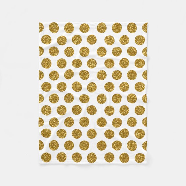 Elegant Chic Gold Polka Dots Glitter Photo Print Fleece Blanket (Front)
