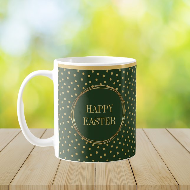 Elegant Chic Gold Polka Dots Happy Easter Coffee Mug (Elegant Chic Spring Joy Gold Polka Dots Religious Christian Happy Easter Coffee Mug)