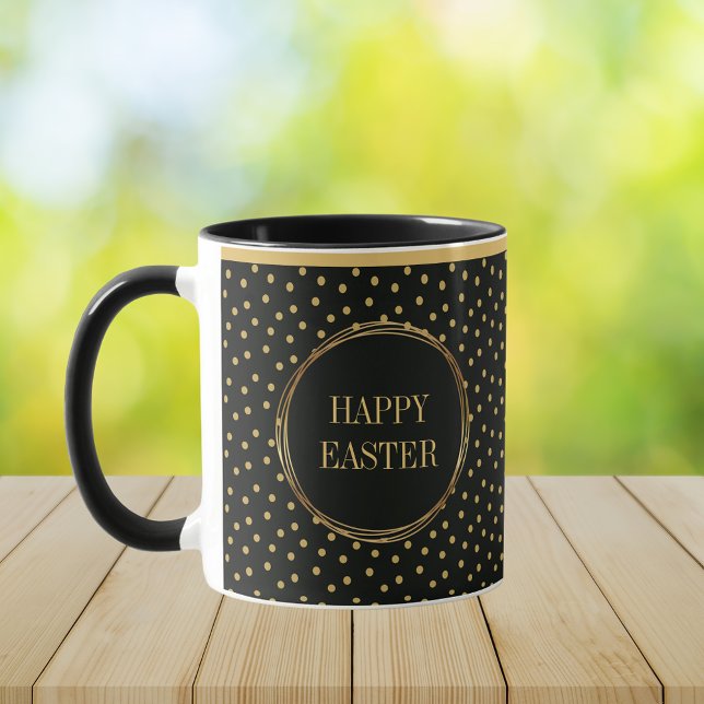 Elegant Chic Gold Polka Dots Happy Easter Mug (Elegant Chic Gold Polka Dots Religious Christian Happy Easter Mug)