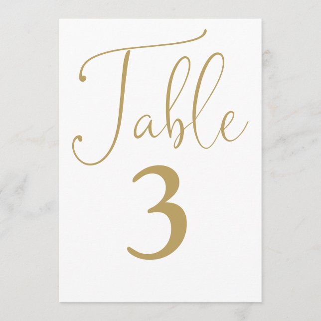 Elegant Chic Gold Simple Large Table Number (Front)