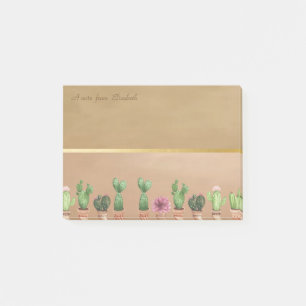 Elegant Chic Gold Stripe,Watercolor Cactus Post-it Notes