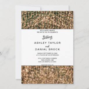 Elegant chic gold wedding lights bokeh wedding inv invitation
