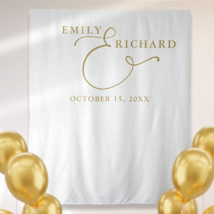 Elegant Chic Gold Wedding Photo Backdrop Tapestry