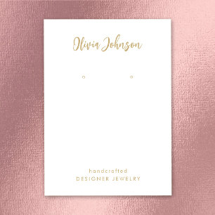 Elegant Chic Gold White Jewellery Earring Display Business Card