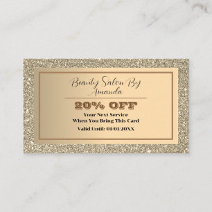 Elegant Chic Golden Foil Glittery Glamorous Salon  Discount Card