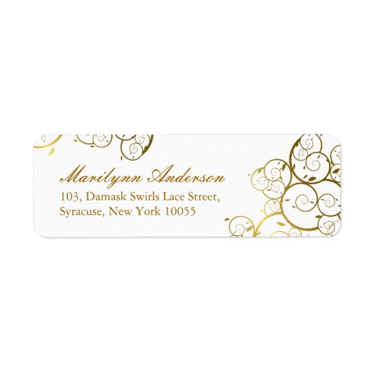 Elegant Chic Golden Spirals Wedding Address Labels