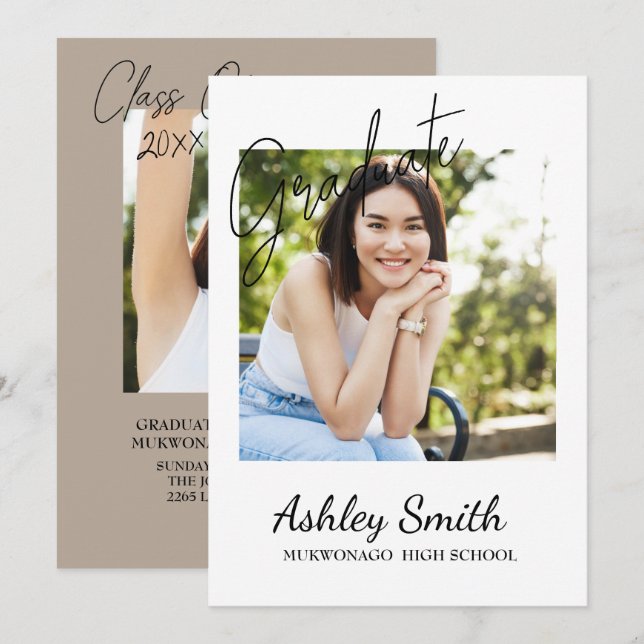 Elegant Chic  Graduation Invitation (Front/Back)