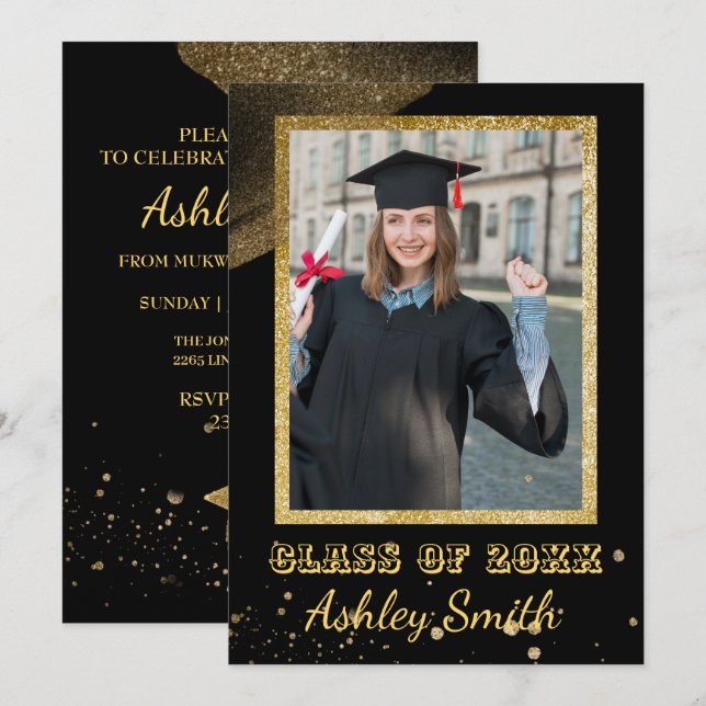 Elegant Chic  Graduation Invitation (Front/Back)