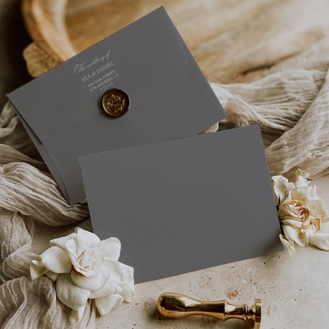 Elegant Chic Graphite Grey Wedding Monogram Envelope (Elegant Chic Graphite Gray Wedding Monogram Envelope)