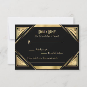 Elegant chic  Great Gatsby Art Deco RSVP Card