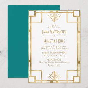 Elegant chic  Great Gatsby Art Deco Wedding Invita Invitation