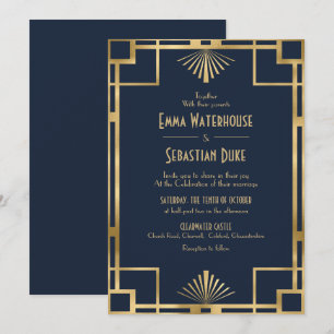 Elegant chic  Great Gatsby Art Deco Wedding Invita Invitation