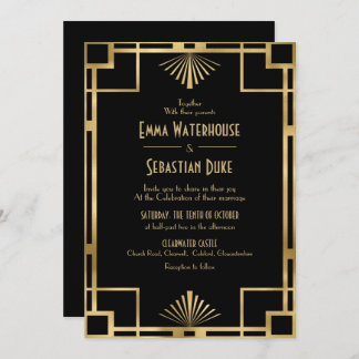 Elegant chic  Great Gatsby Art Deco Wedding Invitation