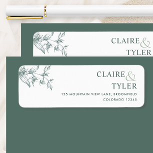 Elegant Chic Green Wedding Return Address Label