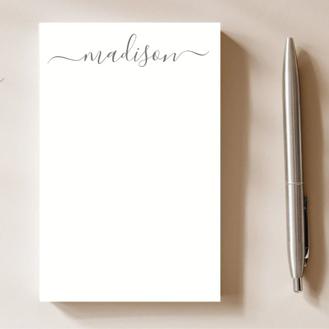 Elegant chic Grey Calligraphy Script Name Teacher  Post-it Notes (Creator Uploaded)