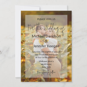 elegant chic handwriting faded photo wedding invitation