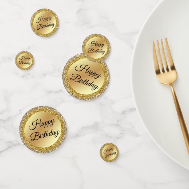elegant chic happy birthday,gold luxury background confetti (Group)