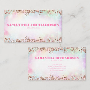 Elegant Chic Holographic Iridescent Rose Gold  Business Card